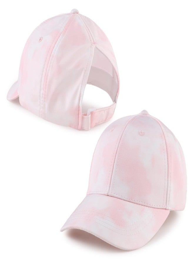 Zsedrut Toddler Girl Baseball Cap Kids Adjustable Ponytail Sun Hat Baby Lightweight Trucker Hats (Pink Tie-dye) - Image 1