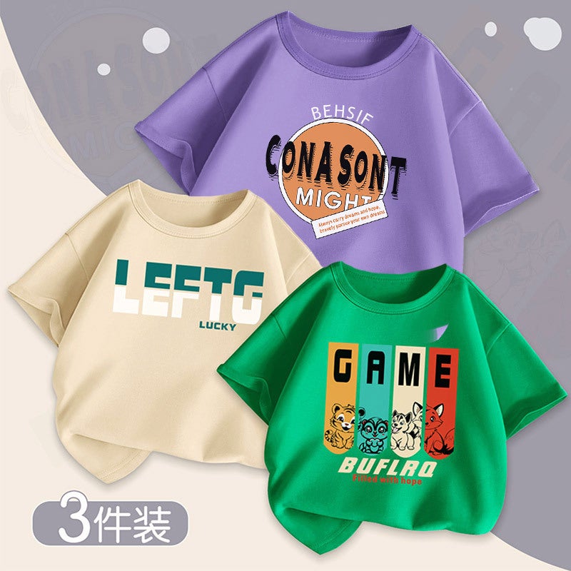 Boys' Short-Sleeve T-Shirt Trendy Brand For Older Boys Summer Clothing Half-Sleeve Children'S Summer Top Trendy - Image 1