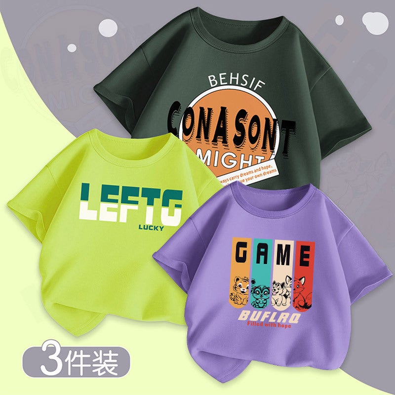 Boys' Short-Sleeve T-Shirt Trendy Brand For Older Boys Summer Clothing Half-Sleeve Children'S Summer Top Trendy - Image 2