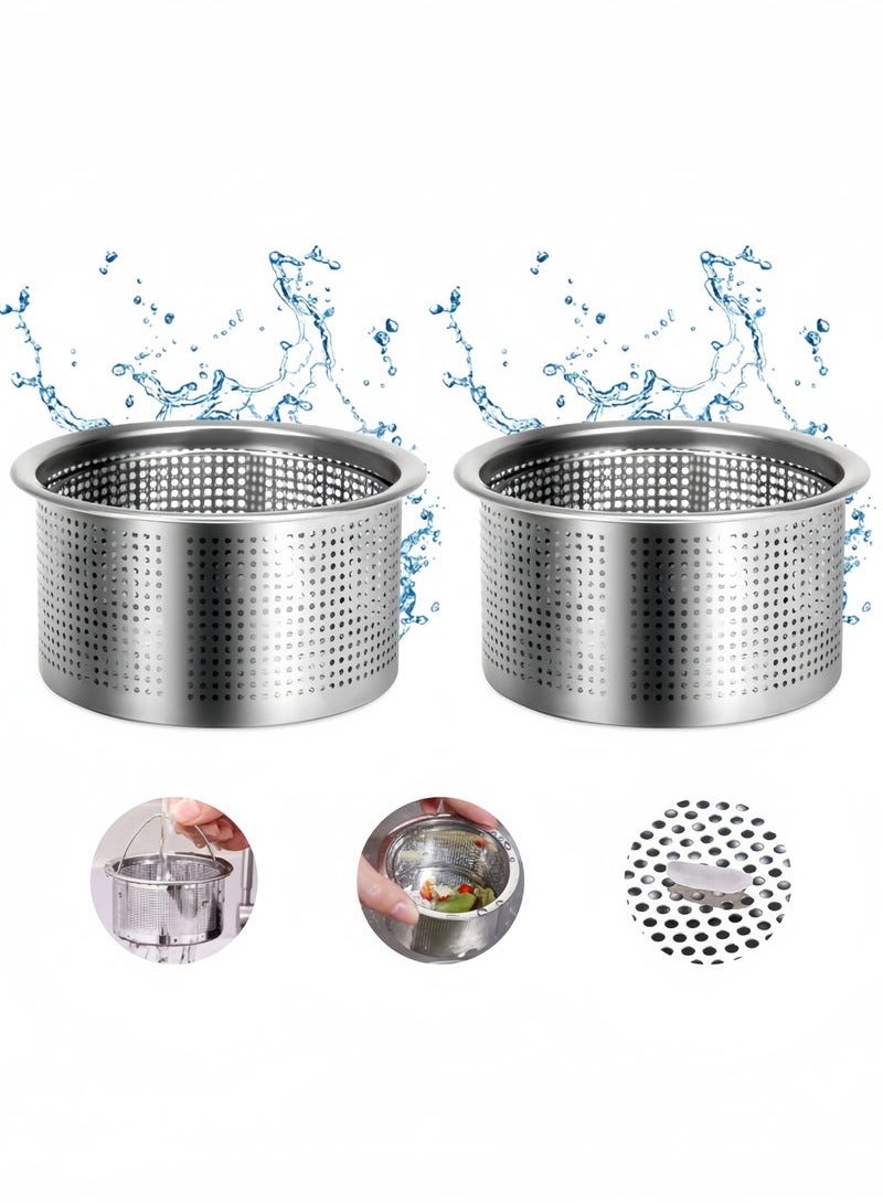 روكاوات 2 عبوة مصفاة تصريف الحوض ، قطرها 3 بوصات مع مقبض ، 304 مصفاة بالوعة المطبخ من الفولاذ المقاوم للصدأ ، مثالية لأصاب المطبخ ، خالية من الصدأ ، مكافحة الانسداد - Image 1