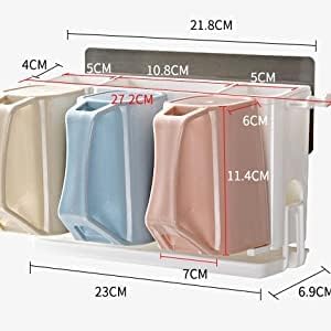 CHALISA This Wall Mounted 3 Cup Toothbrush Holder, with 6 Tooth Brush Holder Hooks, has a Stand Where You can Put Creams, Combs, face wash etc.(Pack of 1) - Image 2