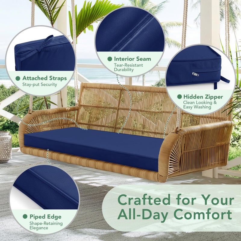 Summsun Outdoor Bench Cushion: Waterproof and Fade Resistant Patio Furniture Cushions - Non-Slip Bench Pad Cushion with Removable Cover for Garden Swing Porch Sofa Settee, 42 x 18 Inch, Navy Blue - Image 4