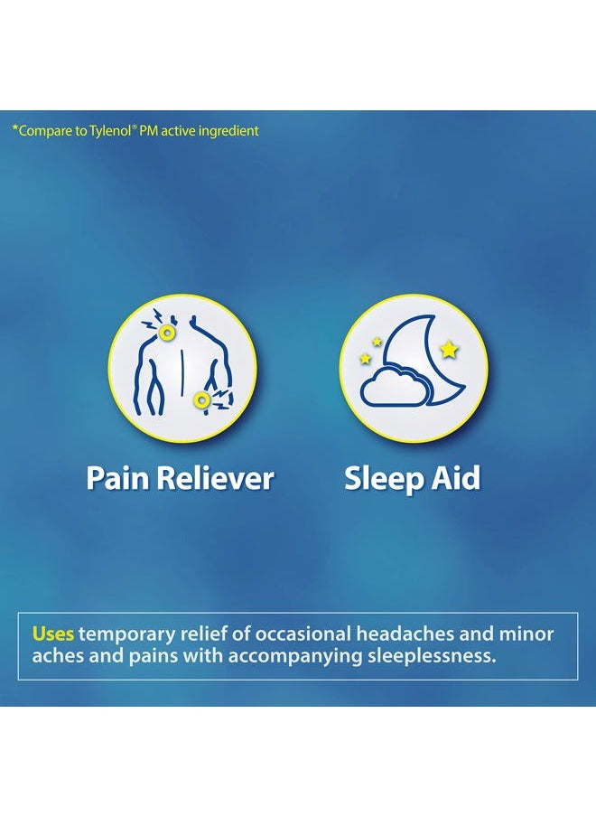 HealthA2Z - ® Extra Strength Pain Relief PM| Acetaminophen 500mg | Diphenhydramine 25mg | Pain Reliever & Nighttime Sleep Aid | Non-Habit Forming (150 Count (Pack of 1)) - Image 1