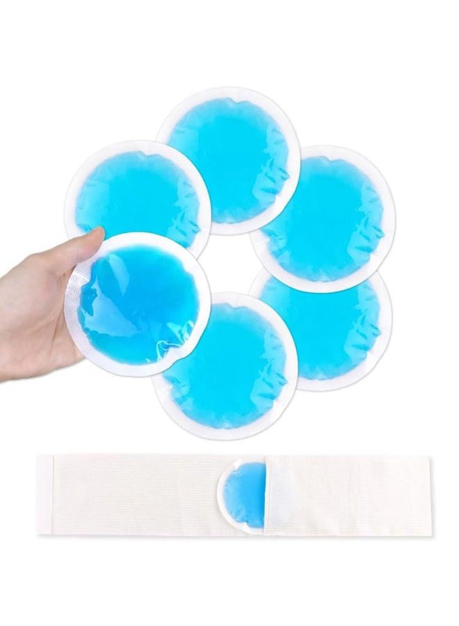 NEWGO Small Ice Packs for Injuries, 6 Pack Round Ice Packs for Face, Hot and Cold Gel Ice Pack Circular Cold Compress with Cloth Backing & Sleeve for Pain Relief, Toothaches, Breast Surgery - Image 1