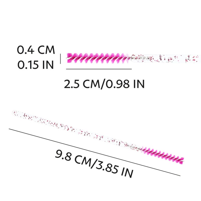 12 Pieces Mini Disposable Skinny Mascara Wands Micro Eyelash Brush Small Hot Pink Makeup Brush Applicators Eyebrow Spoolies Make Up Tools For Eyelash Extensions - Image 2