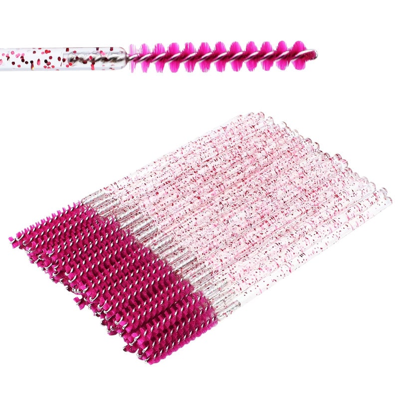 12 Pieces Mini Disposable Skinny Mascara Wands Micro Eyelash Brush Small Hot Pink Makeup Brush Applicators Eyebrow Spoolies Make Up Tools For Eyelash Extensions - Image 5