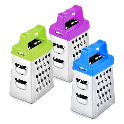 GOODFEER Mini Cheese Grater, 3pcs Stainless Steel Small Box Graters for Kitchen Slicer for Garlic Ginger Vegetable, Pack of 3 - Image 1