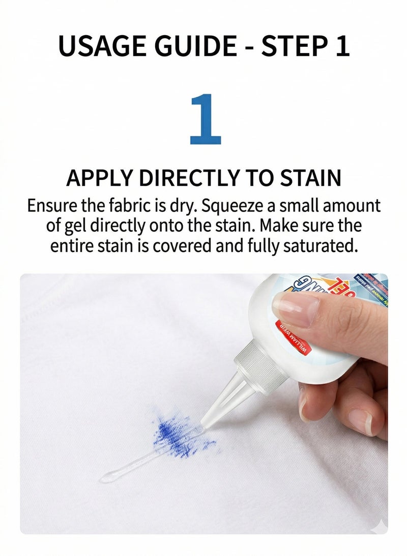 WILLIAM WEIR 200g Ink Spot Stain Remover Gel Cleaner for Clothes - Removes Ink, Ballpoint, Sharpie, Grease and More, Works on Set-in Stains, Gentle but Powerful Laundry Cleaning - Image 5