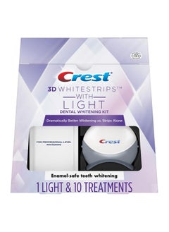 Crest Crest 3D Whitestrips with Light, Whitestrips 3D White, Teeth Whitening Strip Kit, 20 Strips (10 Count Pack), Crest Teeth Whitening Strips, Teeth Whitening Kit  - Image 1