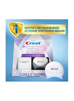 Crest Crest 3D Whitestrips with Light, Whitestrips 3D White, Teeth Whitening Strip Kit, 20 Strips (10 Count Pack), Crest Teeth Whitening Strips, Teeth Whitening Kit  - Image 2