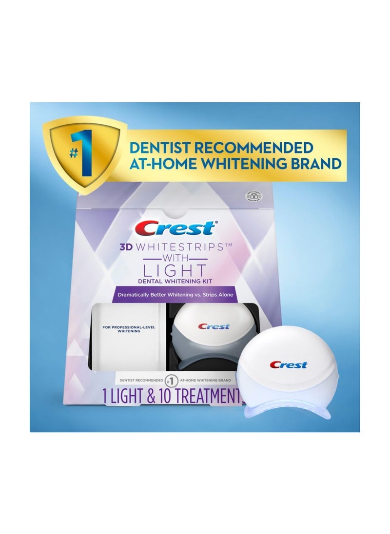 Crest - Crest 3D Whitestrips with Light, Whitestrips 3D White, Teeth Whitening Strip Kit, 20 Strips (10 Count Pack), Crest Teeth Whitening Strips, Teeth Whitening Kit - Image 1