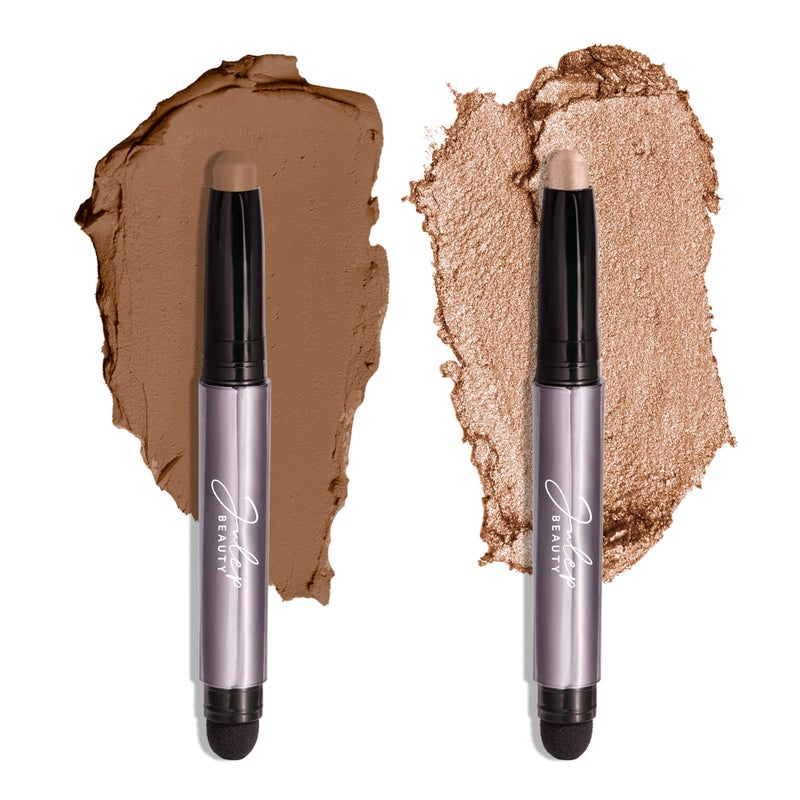 Julep Julep Eyeshadow 101 CrmetoPowder Waterproof Eyeshadow Stick Duo  LongLasting CreaseProof Easy Apply with Builtin Smudger  Sand Shimmer and Smoky Tawny Matte