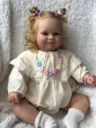 Wamdoll 24Inches Real Toddler Size Smiling Realistic Reborn Baby Doll in Soft Touch Vinyl Real Life Newborn Princess Girl Collectible Art Dolls with Cloth Body - Image 1