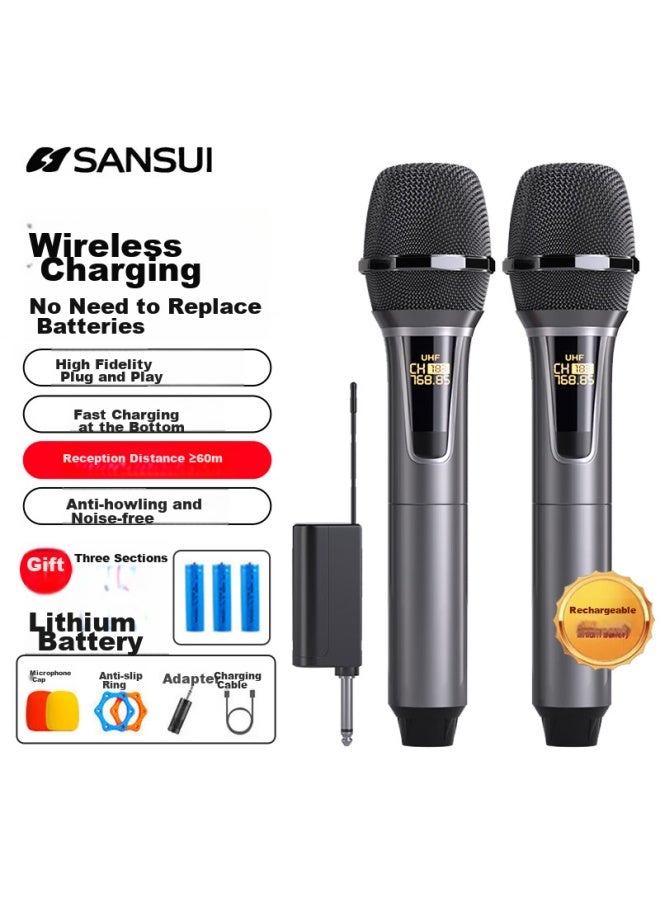 Sansui U6 Rechargeable Lithium Battery Wireless Microphone, Dual-channel Mic, U-segment Ktv Singing, Speech, Stage, Conference, Speaker, Amplifier - Image 1