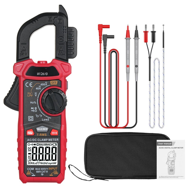 HABOTEST HT207D 4000 Counts Digital Clamp Meter Multimeter Handheld AC DC Voltage Current Voltmeter Diode Resistance Clamp Meter High-Precision Multifunctional Digital Display Clamp Meter - Image 1