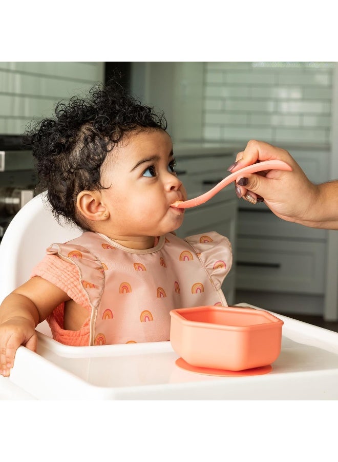 Tiny Twinkle وعاء شفط سيليكوني صغير مع غطاء للأطفال والرضع - 100% سيليكون - خالي من BPA - آمن للاستخدام في الميكروويف - أوعية شفط للأطفال، حاويات وجبات خفيفة للأطفال (كورال) - Image 2