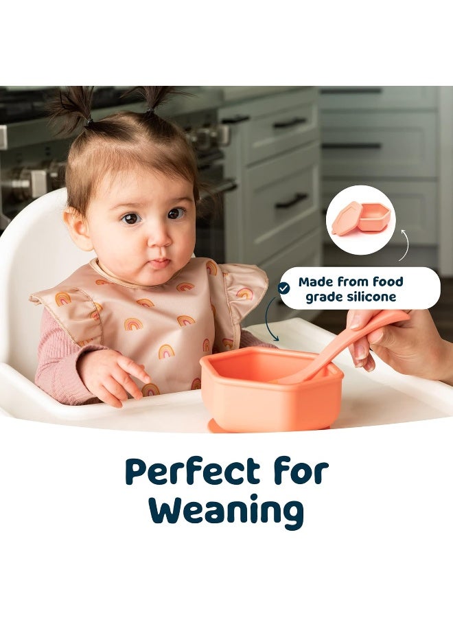 Tiny Twinkle وعاء شفط سيليكوني صغير مع غطاء للأطفال والرضع - 100% سيليكون - خالي من BPA - آمن للاستخدام في الميكروويف - أوعية شفط للأطفال، حاويات وجبات خفيفة للأطفال (كورال) - Image 4