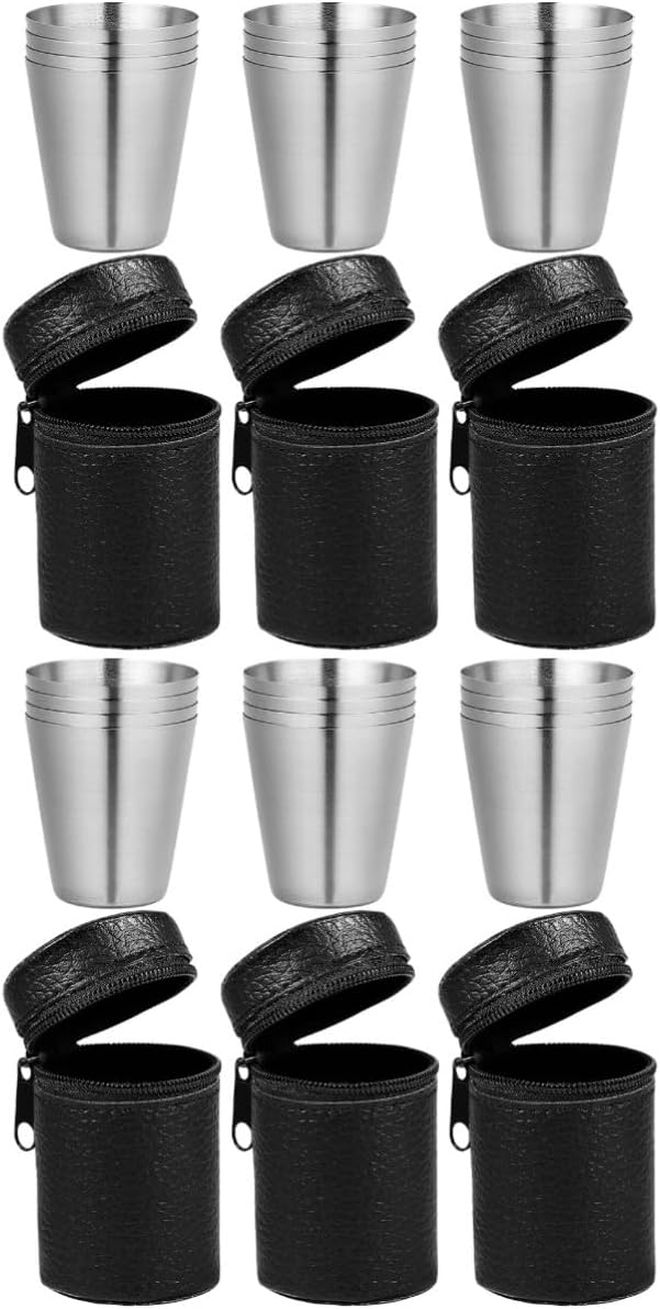 Portable Steel Wine Cups Set of 2 with Case Outdoor Camping Drinking Mugs Easy Clean Smooth Edges for Gatherings - Image 1