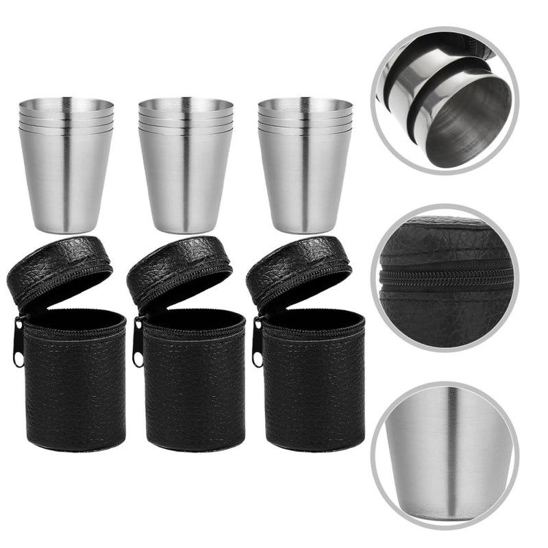 Portable Steel Wine Cups Set of 2 with Case Outdoor Camping Drinking Mugs Easy Clean Smooth Edges for Gatherings - Image 5