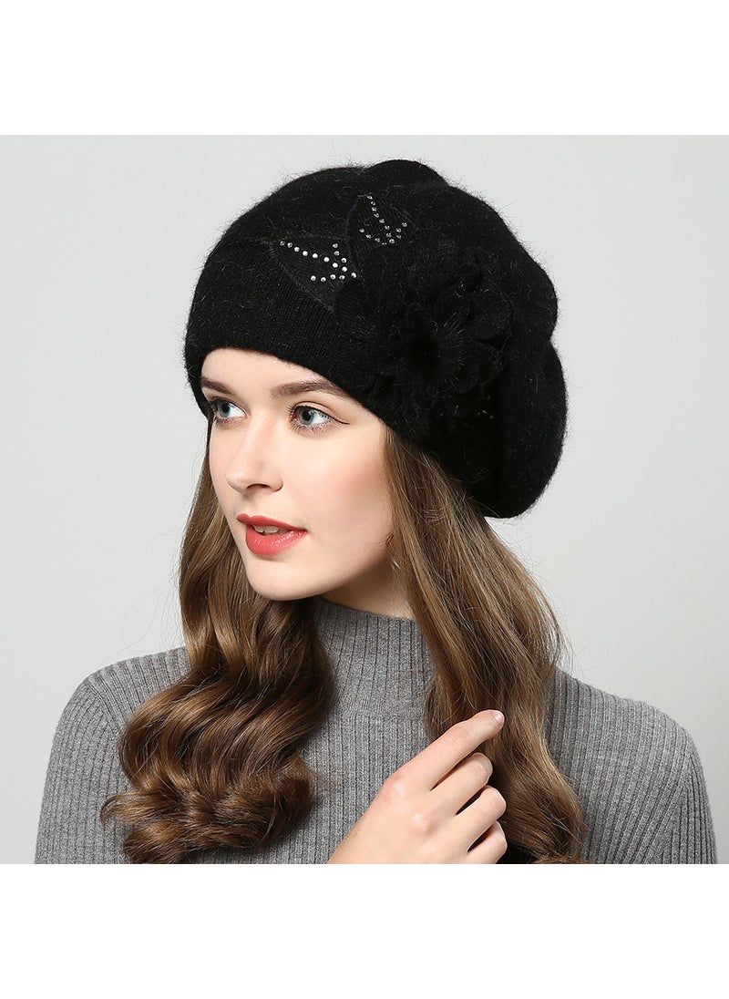 Generic Autumn Winter Korean Style Rabbit Hair Knitted Hat Wine red  - Image 4