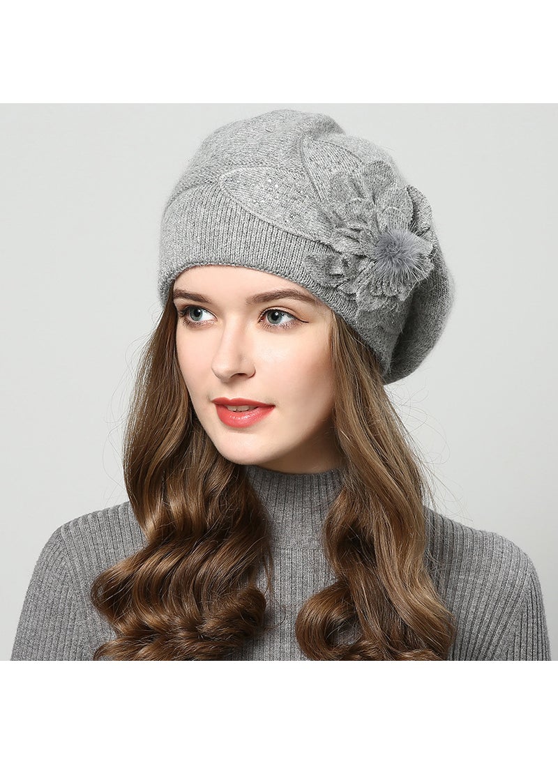Generic Autumn Winter Korean Style Rabbit Hair Knitted Hat Wine red  - Image 5