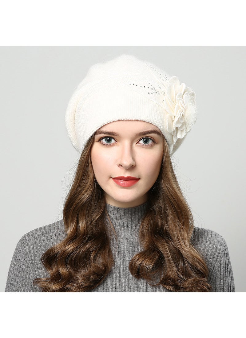 Generic Autumn Winter Korean Style Rabbit Hair Knitted Hat Wine red  - Image 3