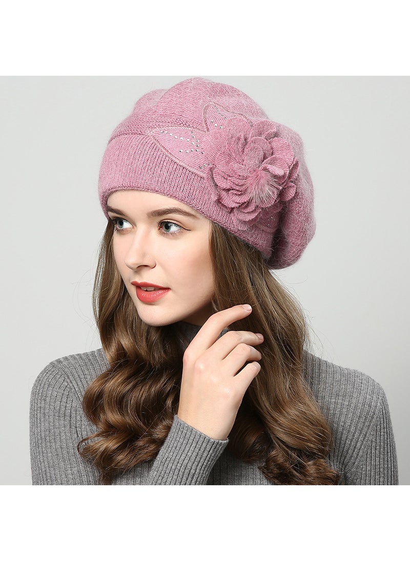 Generic Autumn Winter Korean Style Rabbit Hair Knitted Hat Wine red  - Image 2