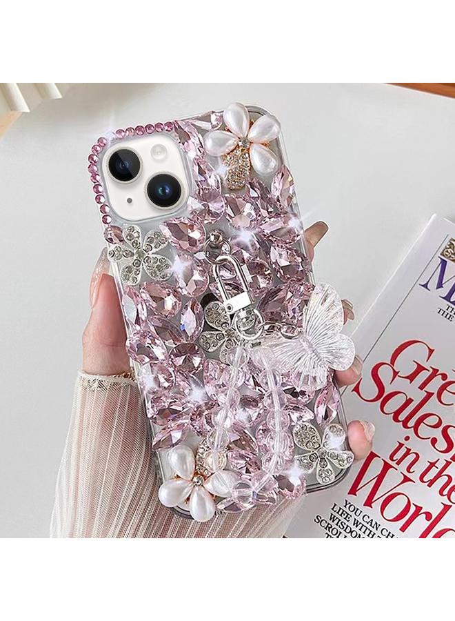 زبون جراب لهاتف iPhone 13 mini مصنوع يدويًا من مادة الماس المرصعة بالفراشات - Image 1