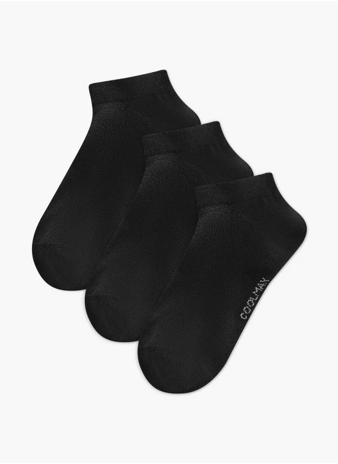 داش Logo Print Non Terry Ankle Length Socks - Set of 3