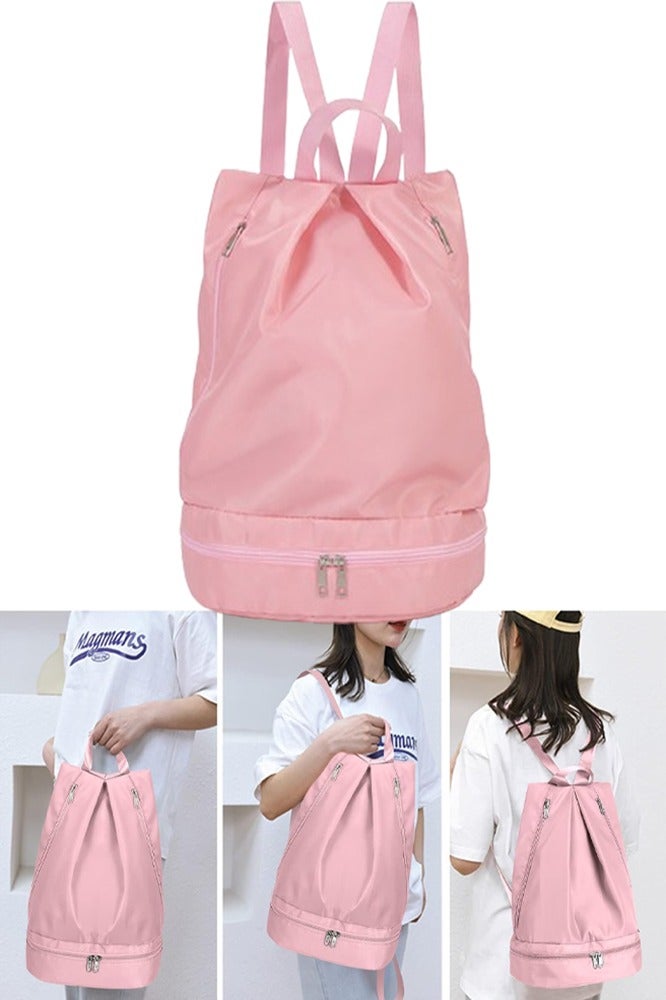 VUCATIN Swim Bag Dry Wet Separation Backpack with Shoe Compartment Lightweight Waterproof Pool Beach Swimming Athlete Sports Backpack for Mens Womens (Pink) - Image 1