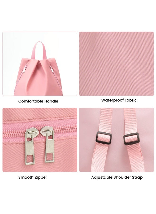 VUCATIN Swim Bag Dry Wet Separation Backpack with Shoe Compartment Lightweight Waterproof Pool Beach Swimming Athlete Sports Backpack for Mens Womens (Pink) - Image 3