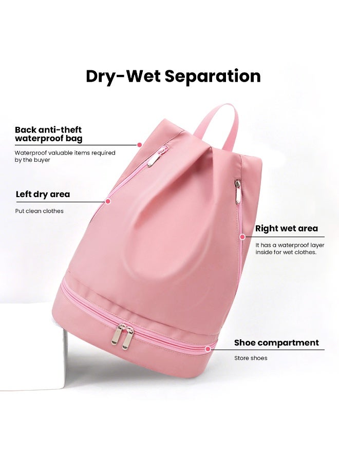VUCATIN Swim Bag Dry Wet Separation Backpack with Shoe Compartment Lightweight Waterproof Pool Beach Swimming Athlete Sports Backpack for Mens Womens (Pink) - Image 2