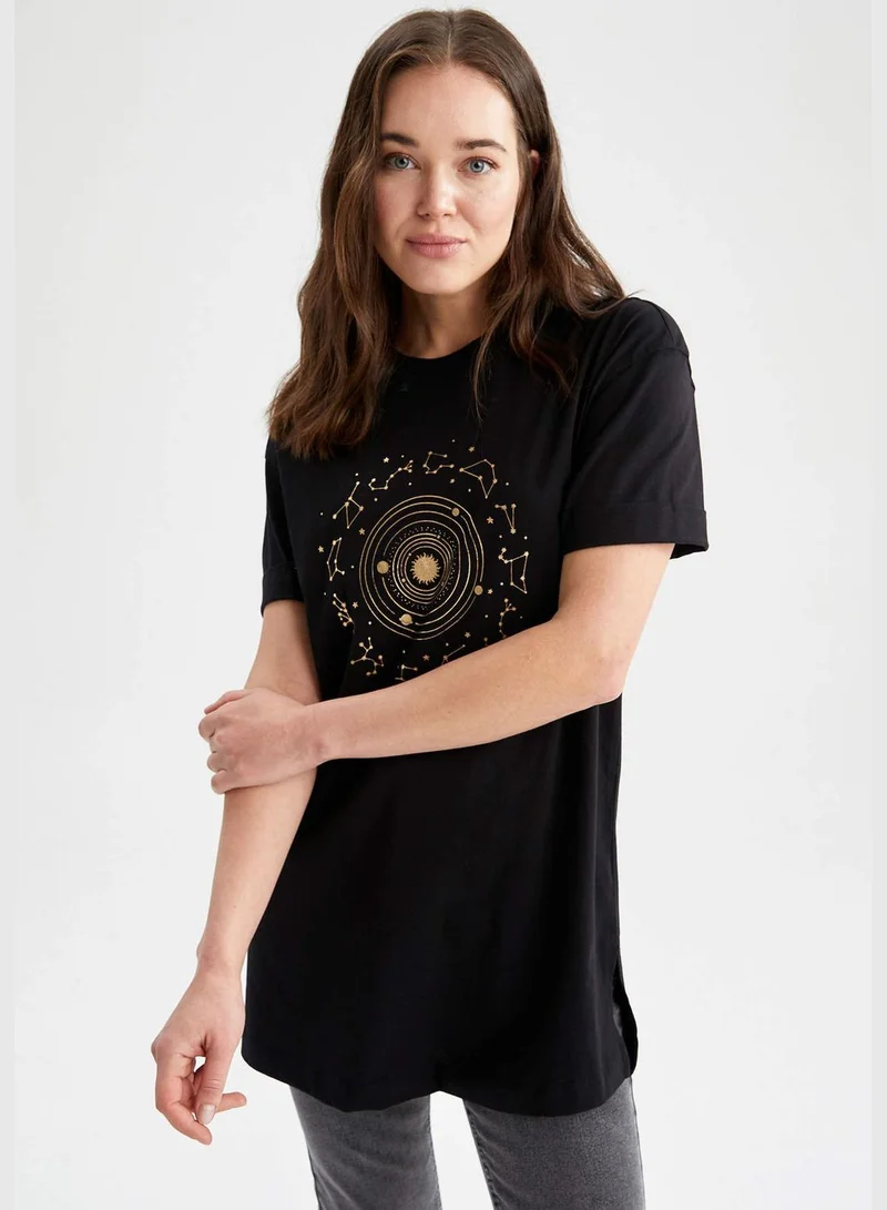DeFacto Regularf Fit Short Sleeve Printed T-Shirt Tunic
