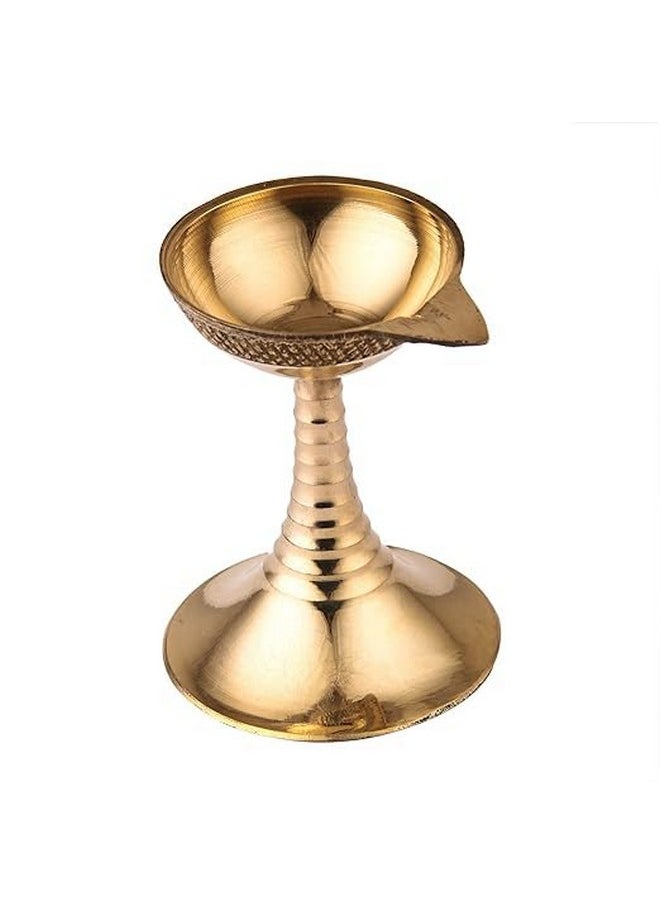 ROLIMOLI - Handcrafted Pure Brass Akhand Ring Diya For For Puja, Pooja Room, Home,Temple Brass Table Diya - Image 1