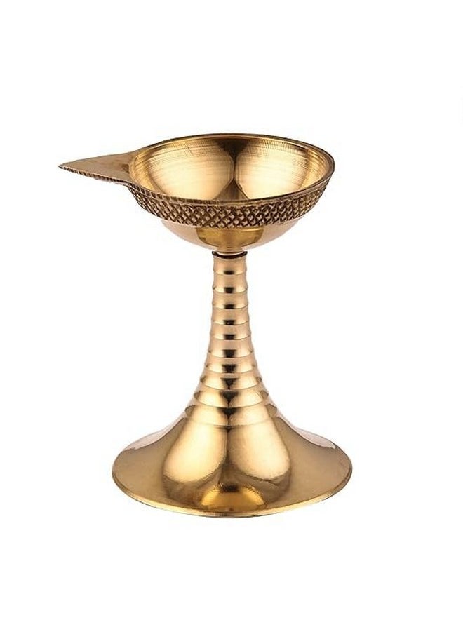 ROLIMOLI - Handcrafted Pure Brass Akhand Ring Diya For For Puja, Pooja Room, Home,Temple Brass Table Diya - Image 1