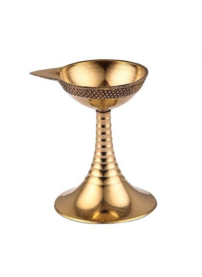 ROLIMOLI - Handcrafted Pure Brass Akhand Ring Diya For For Puja, Pooja Room, Home,Temple Brass Table Diya - Image 1
