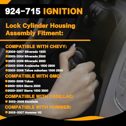 YLB.&co 924715 US312L 924713 Ignition Assembly Lock Cylinder Switch Cylinder Housing Starter Switch Compatible with Chevy Silverado Suburban GMC Sierra Cadillac 2003 2004 2005 2006 2007 - Image 3