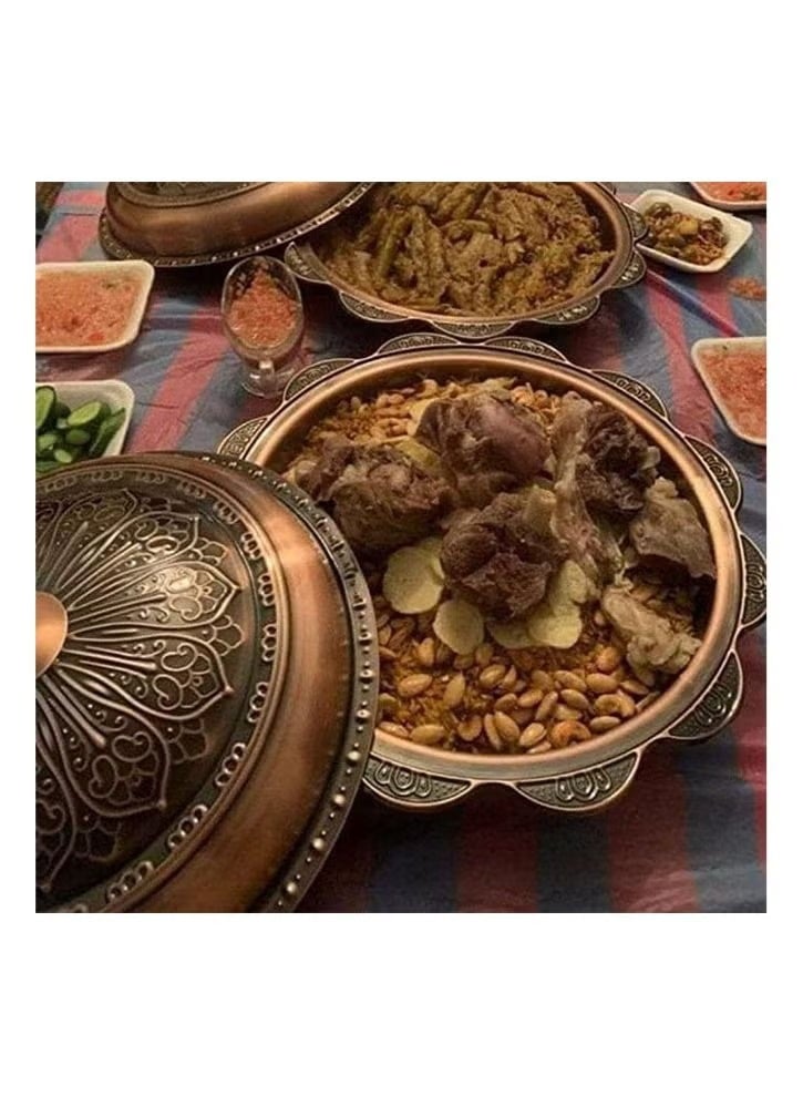 صينية تقديم بغطاء نحاسي أنيق لتقديم الكبسة والمندي والمشاوي بشكل فاخر للمناسبات والضيافة  NR - Image 1