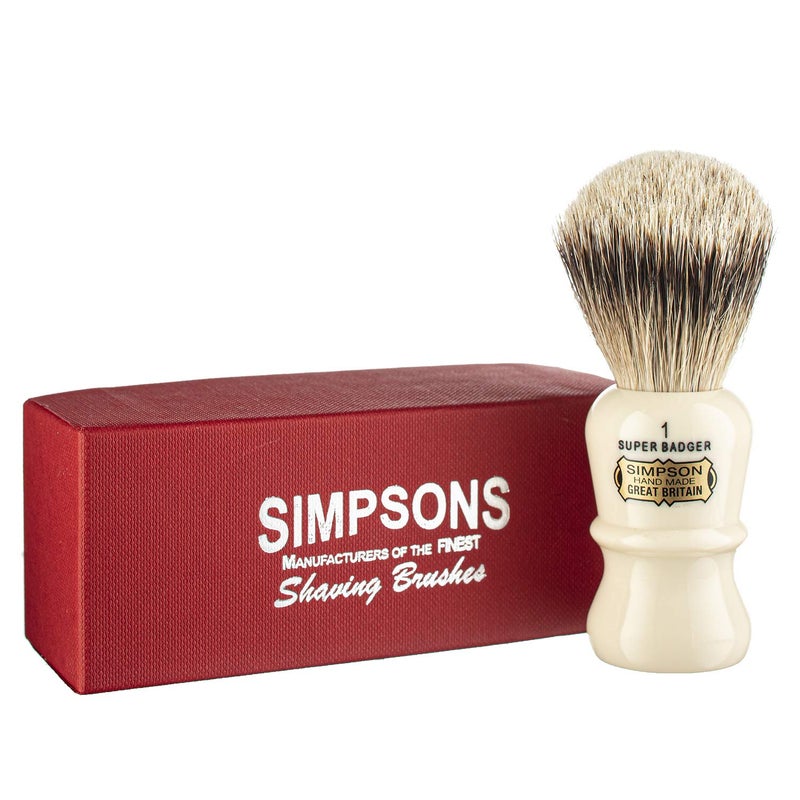 Emperor Super Badger Brush Simpson Shaving Brushes  Faux Ivory Handle 1 Super