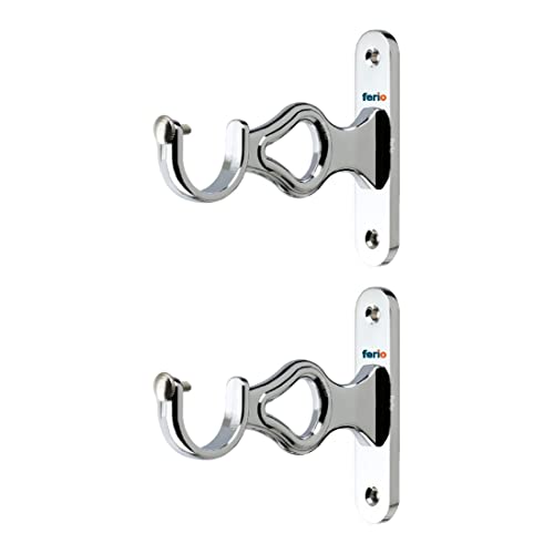 Ferio Zinc Chrome Finish Curtain Holder and Brackets for Door and Window Parda Holder 1 Inch Rod Size Silver (Pack of 10) - Image 5