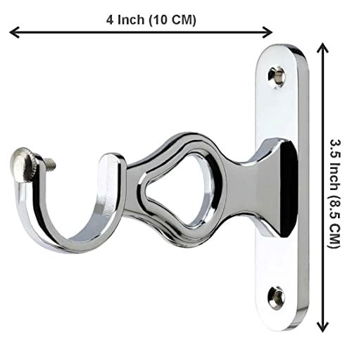 Ferio Zinc Chrome Finish Curtain Holder and Brackets for Door and Window Parda Holder 1 Inch Rod Size Silver (Pack of 10) - Image 2
