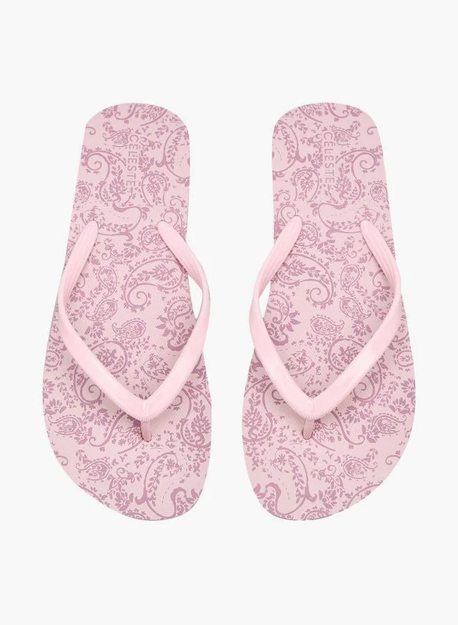 Women Paisley Print Flip Flops