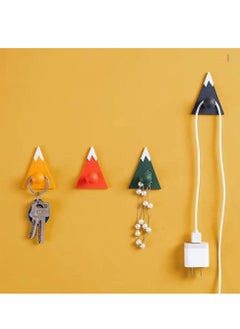 Excefore Self Adhesive Hooks, No Drill Glue Needed, Mount Fuji Small Fresh Creative Hooks, Bedroom Bathroom Kitchen Wall Sticky Utility Hooks, 5cm x 7cm Pack of 4  - Image 1