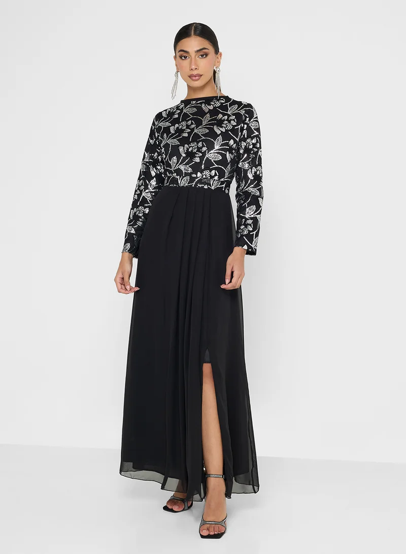 جولدن ابل Golden Sequin Top Maxi Dress
