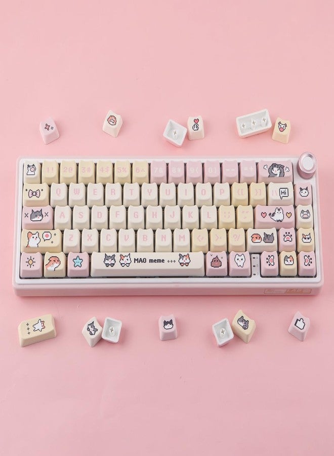 TYRIXKI PBT Keycaps 132 Keys Pixel Cat Keycaps Dye-Sublimation Cute Keycap Mao Profile Custom Keycap for Cherry Gateron MX Swithes Mechanical Gaming Keyboards - Image 3
