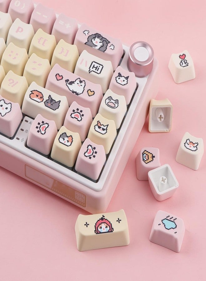 TYRIXKI PBT Keycaps 132 Keys Pixel Cat Keycaps Dye-Sublimation Cute Keycap Mao Profile Custom Keycap for Cherry Gateron MX Swithes Mechanical Gaming Keyboards - Image 4