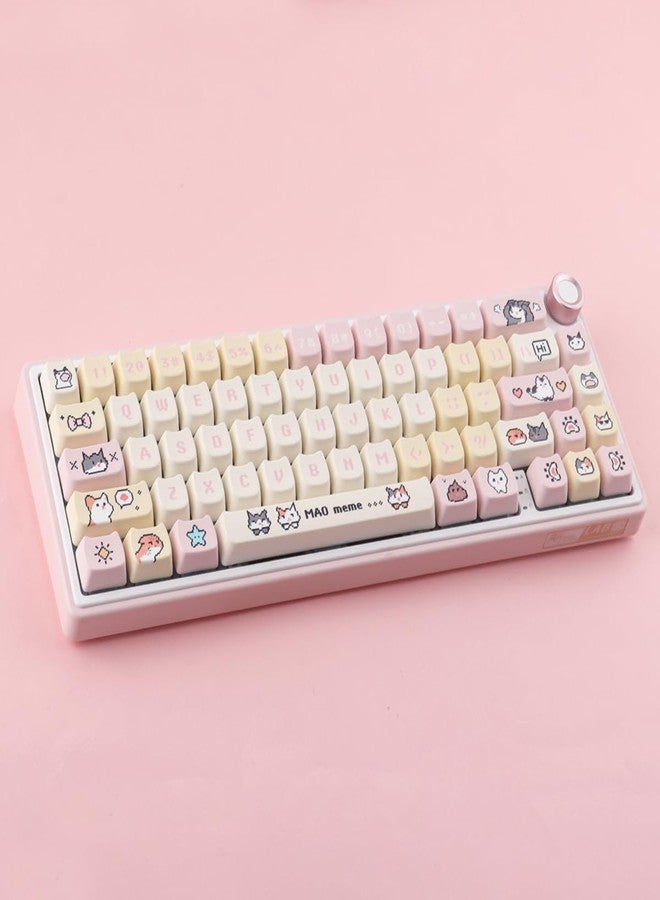 TYRIXKI PBT Keycaps 132 Keys Pixel Cat Keycaps Dye-Sublimation Cute Keycap Mao Profile Custom Keycap for Cherry Gateron MX Swithes Mechanical Gaming Keyboards - Image 5