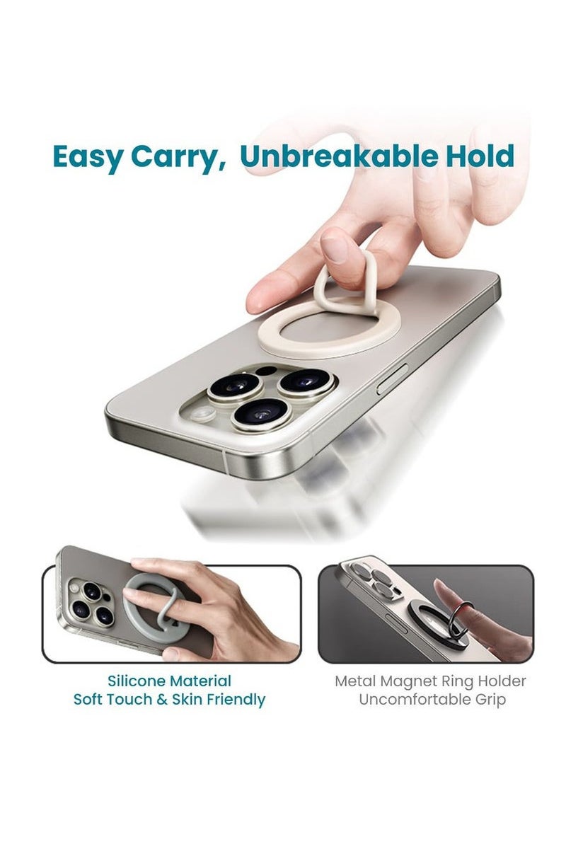 XiuWoo Magnetic phone holder compatible with MagSafe, silicone ring + adhesive magnetic ring (for non-MagSafe) – safe and comfortable design - Image 3