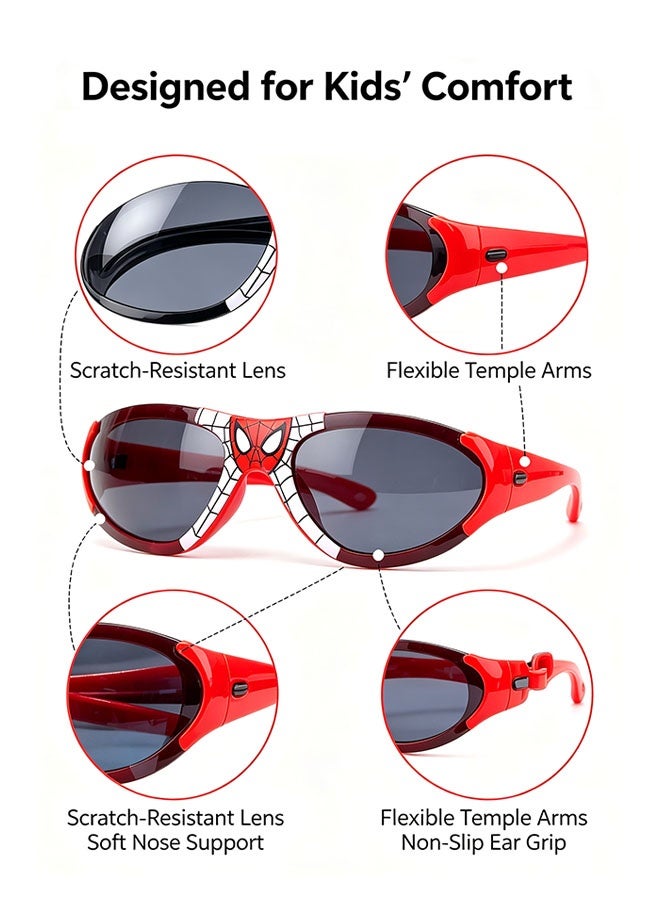 SPIDERMAN 3Pcs Spider Themed Children's Sunglasses, 100% UV Protection Anti-UV Superhero Cartoon Glasses for Boys and Girls, Lightweight Kids Sun Glasses - Image 3