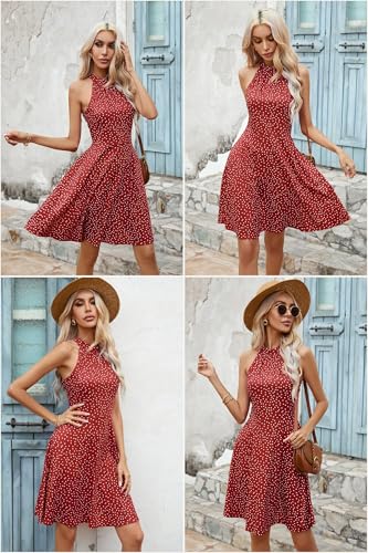 OUGES Women's Summer Dresses Floral Sundresses Halter Neck Casual Sundress Graduation Derby Dress 2025(Floral-38,M) - Image 5